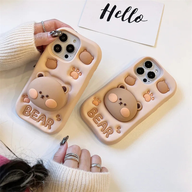 Cute Bear Hidden Holder Stand Case