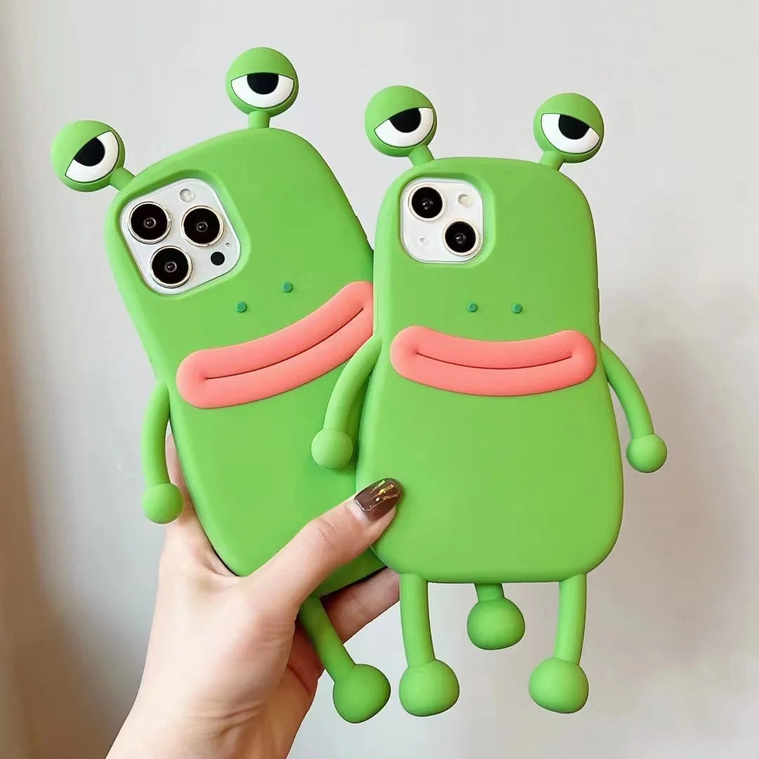 3D Cartoon Frog Silicone Shockproof Phone Case