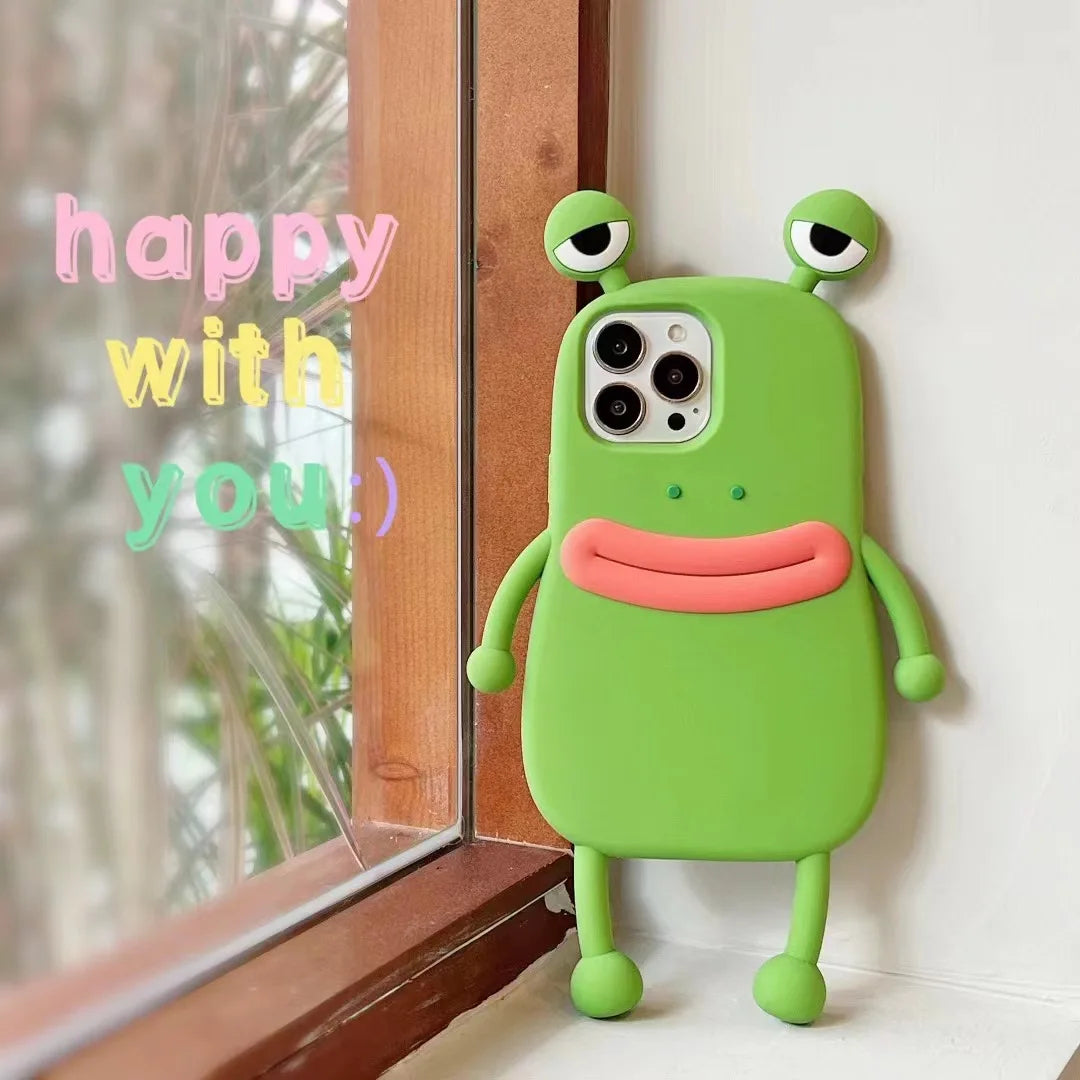 3D Cartoon Frog Silicone Shockproof Phone Case
