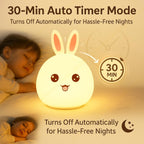 TOYTONIC Silicone Rabbit Night Light, USB Rechargeable, 7-Color Changing LED Lamp