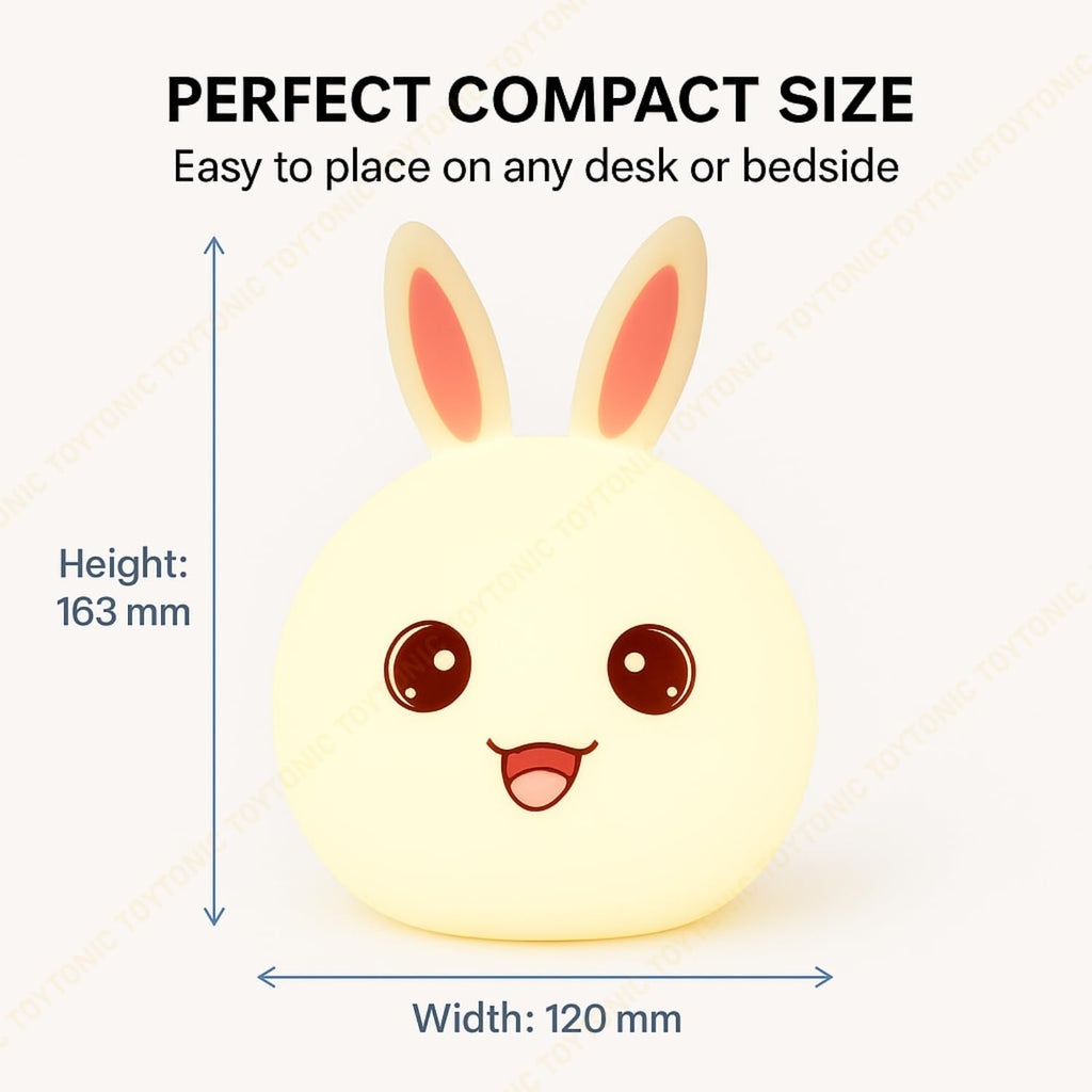 TOYTONIC Silicone Rabbit Night Light, USB Rechargeable, 7-Color Changing LED Lamp