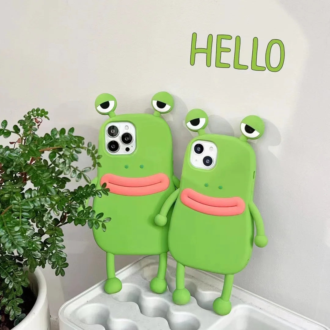 3D Cartoon Frog Silicone Shockproof Phone Case