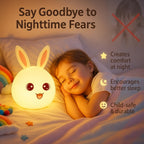 TOYTONIC Silicone Rabbit Night Light, USB Rechargeable, 7-Color Changing LED Lamp
