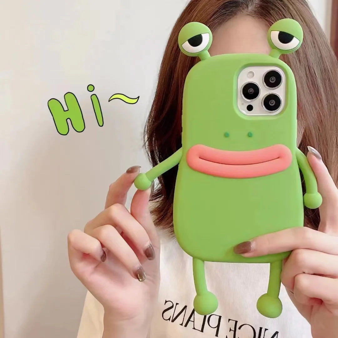 3D Cartoon Frog Silicone Shockproof Phone Case