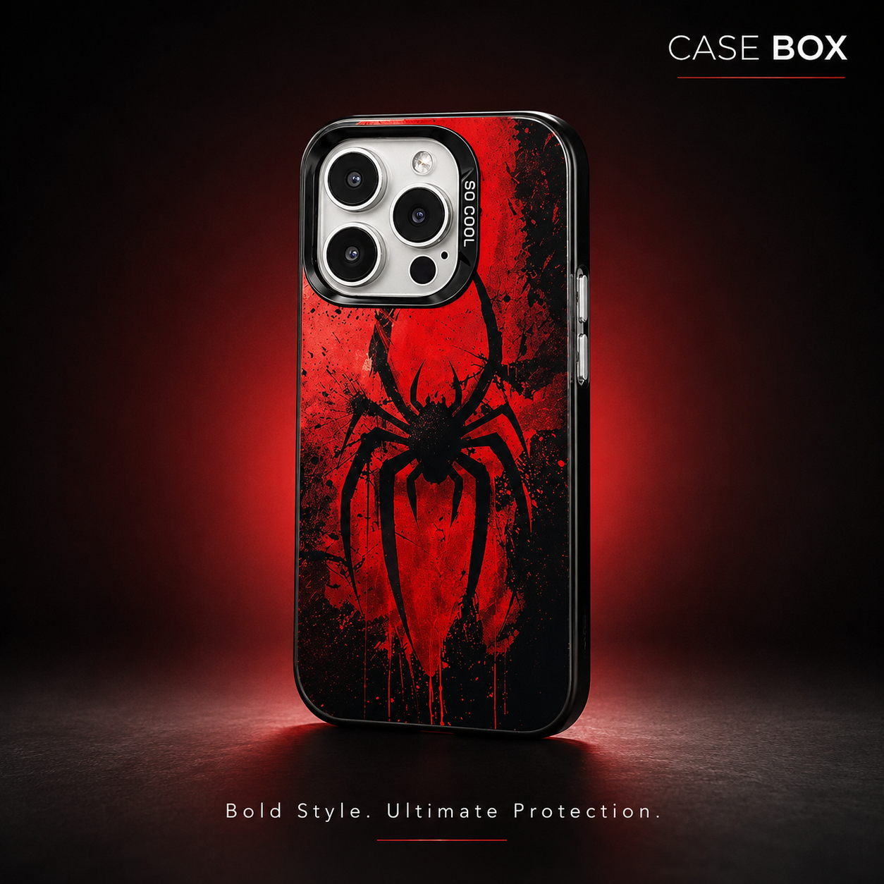 Abstract Red & Black Spider Design Shockproof Matte Phone Case