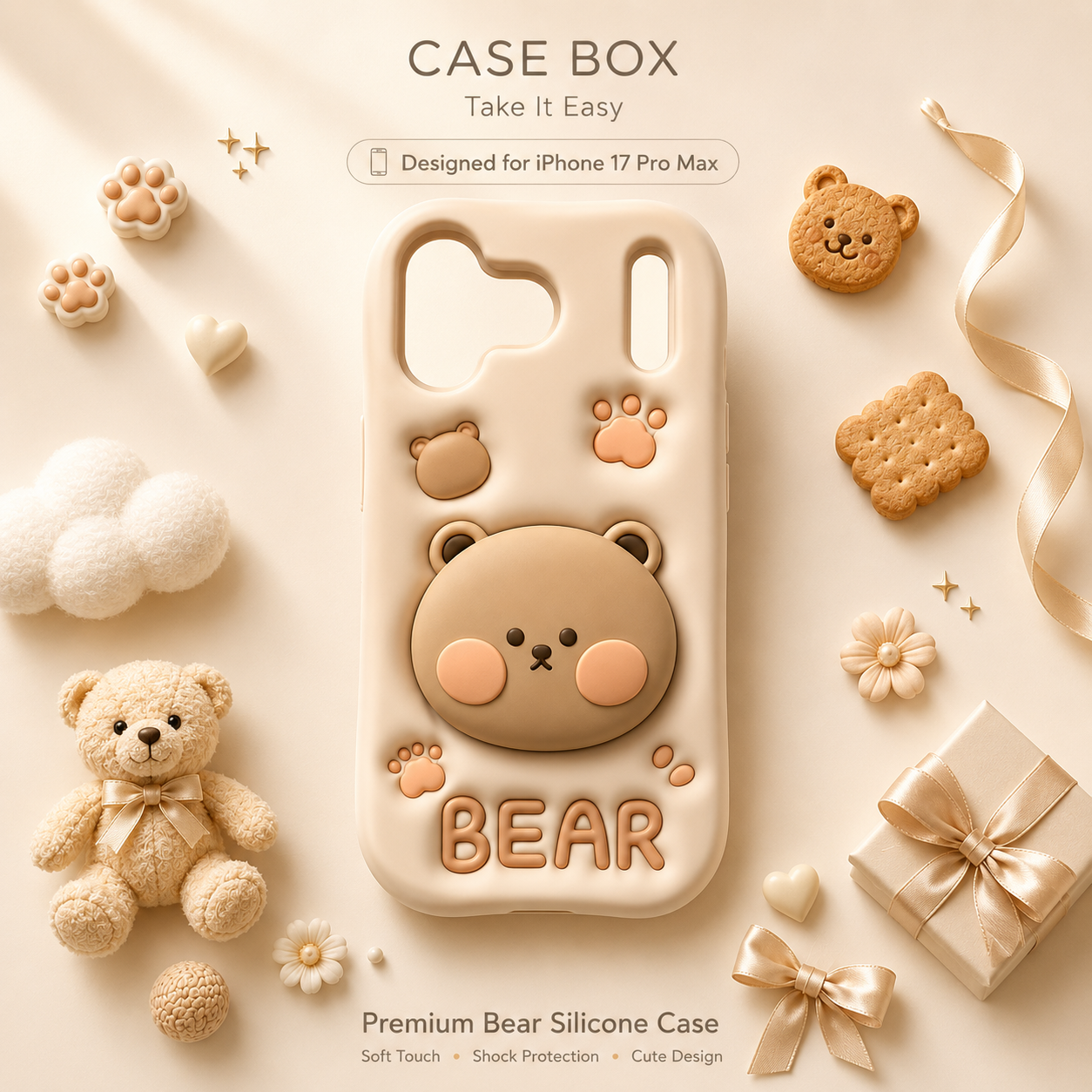 Cute Bear Hidden Holder Stand Case