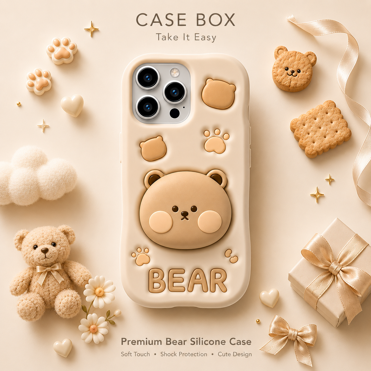 Cute Bear Hidden Holder Stand Case