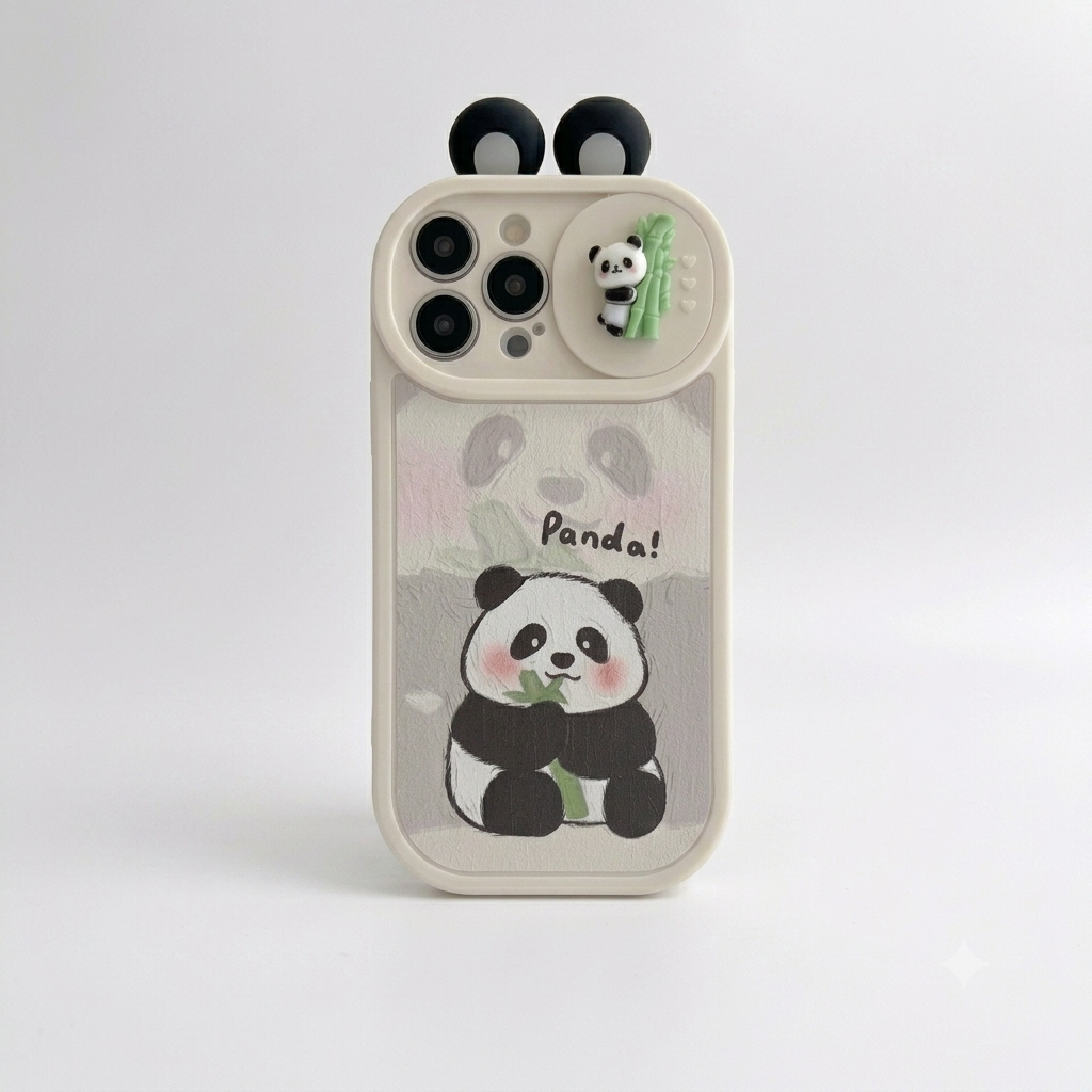 3D Cute Panda Silicon Couple Phone Case