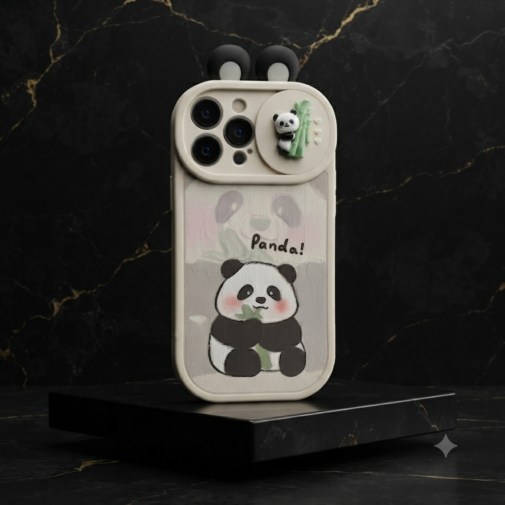 3D Cute Panda Silicon Couple Phone Case