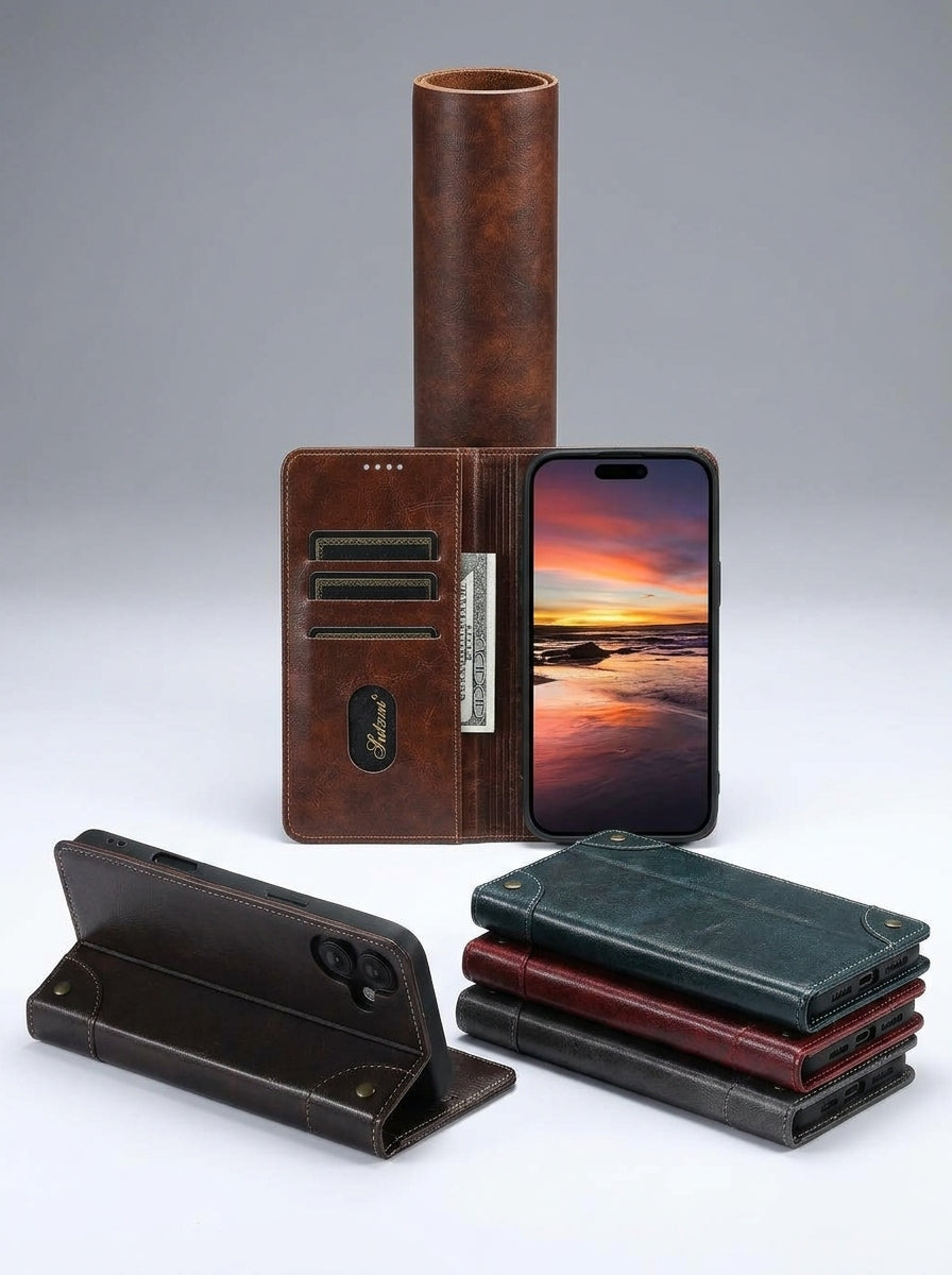 Leather Wallet Flip Case for iPhone