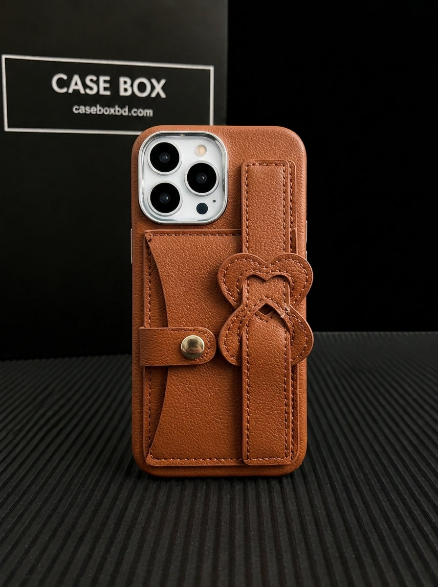 iPhone Leather Wallet Case with Bow Strap