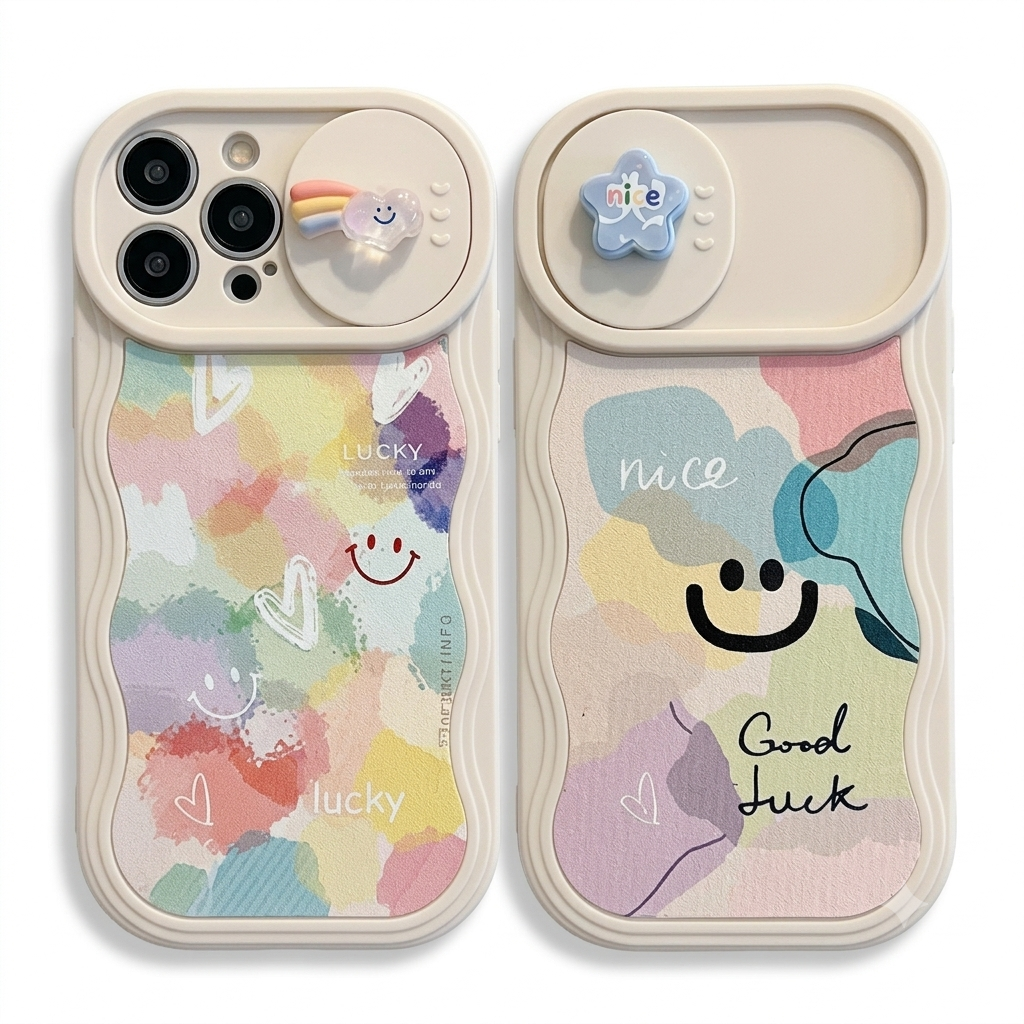Pastel Abstract Wave Matching Couple Phone Case Set