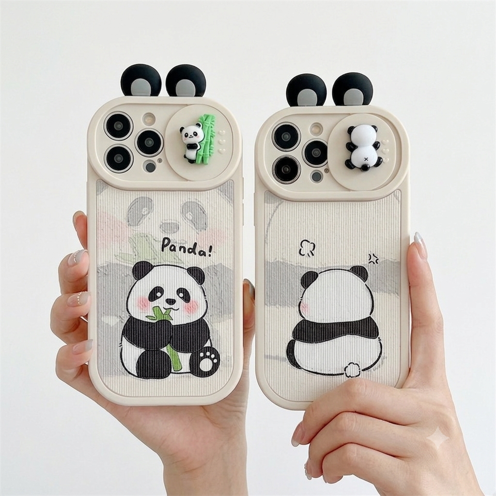 3D Cute Panda Silicon Couple Phone Case