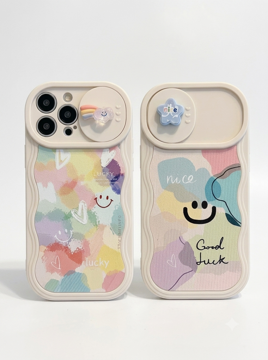 Pastel Abstract Wave Matching Couple Phone Case Set