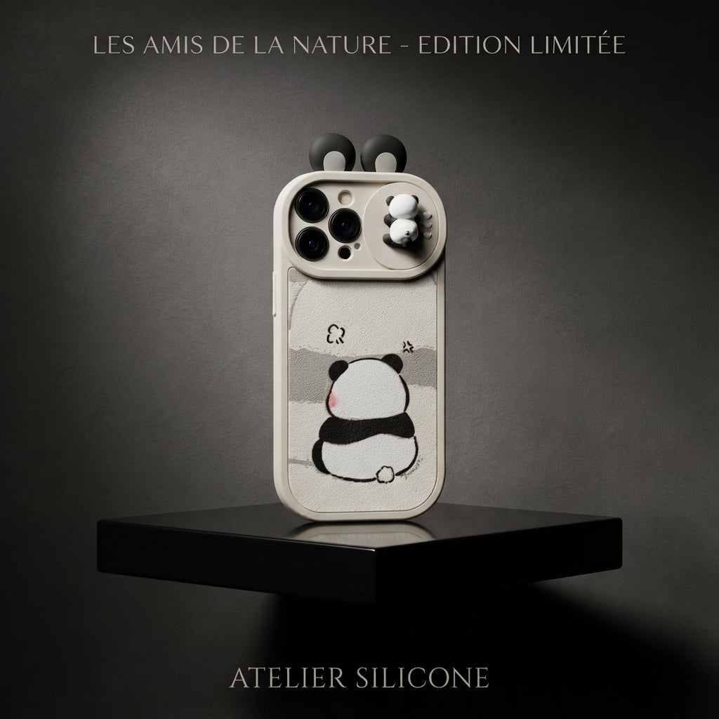 3D Cute Panda Silicon Couple Phone Case