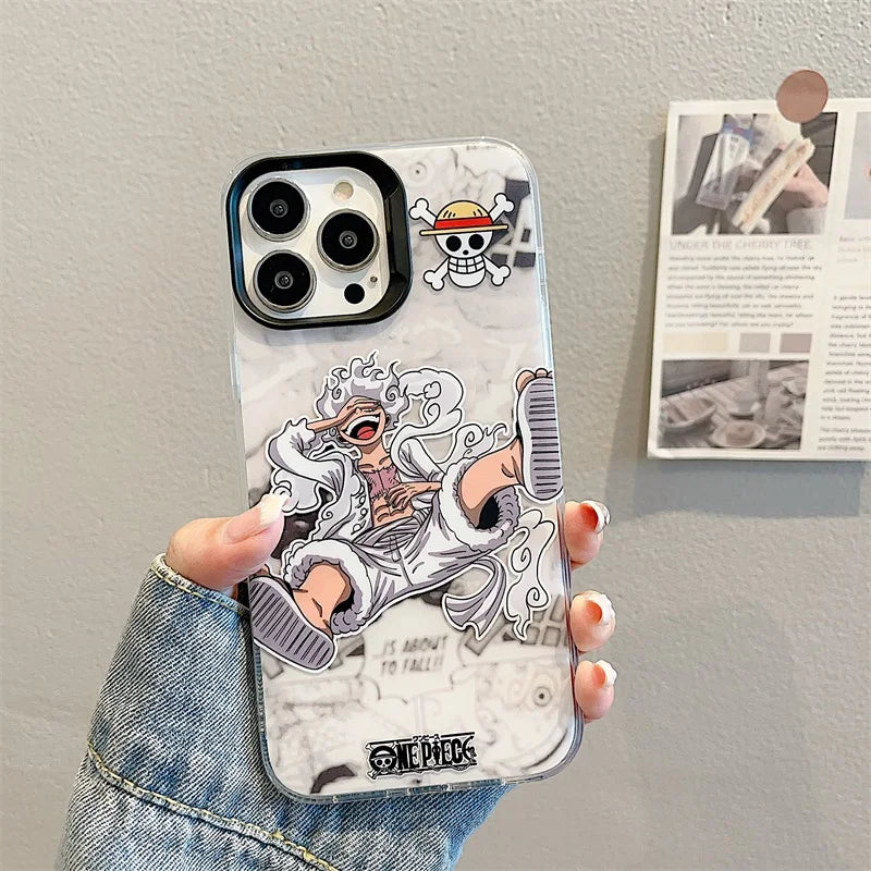Luxury One Piece Luffy Silicone Phone Case For iPhone 11 12 13 14 15 16 Pro Max Cute Camera Shockproof Protection Cover Funda