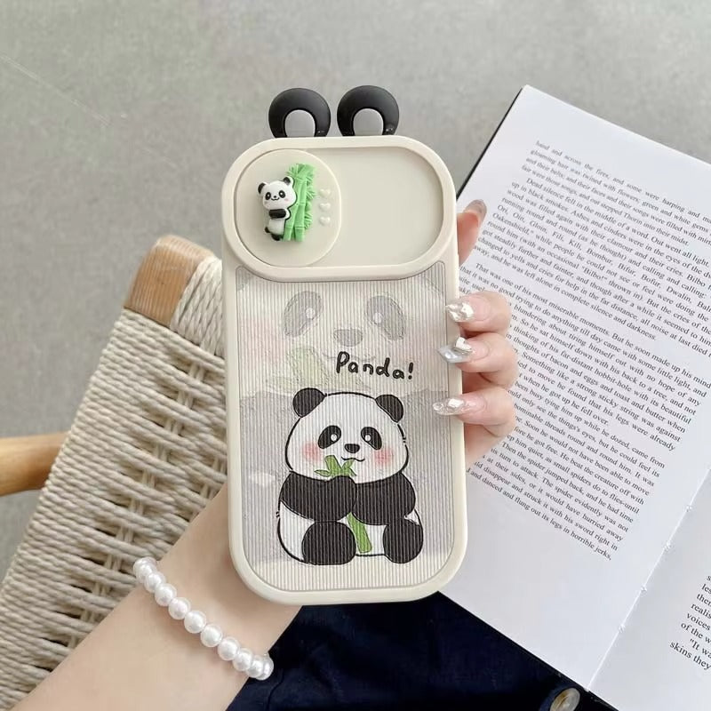 3D Cute Panda Silicon Couple Phone Case