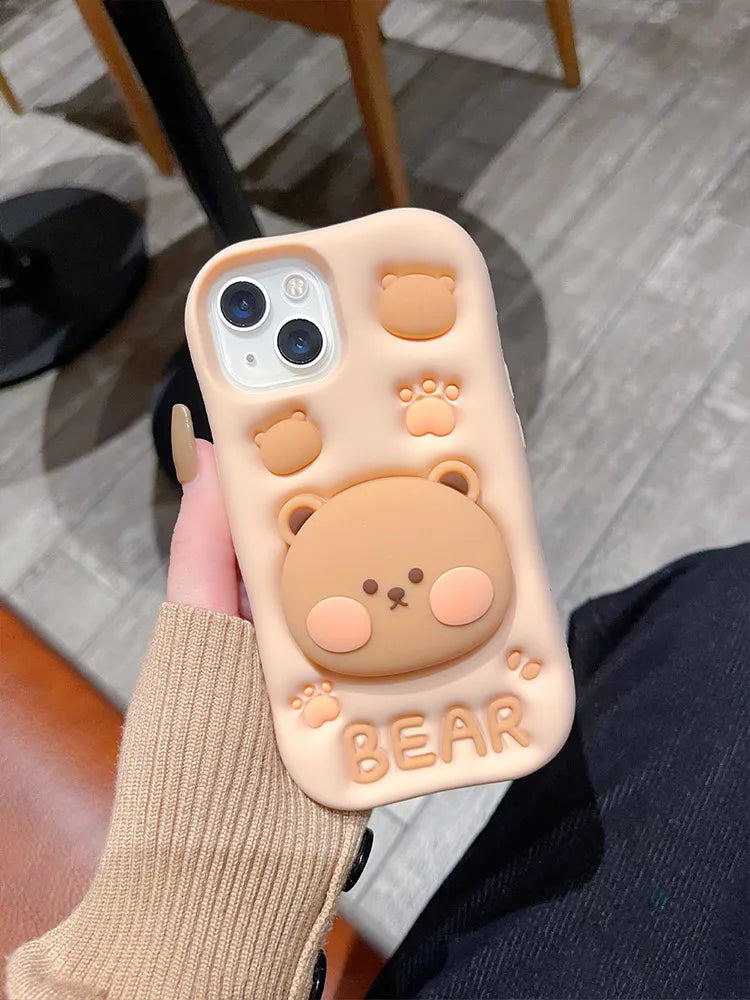 Cute Bear Hidden Holder Stand Case