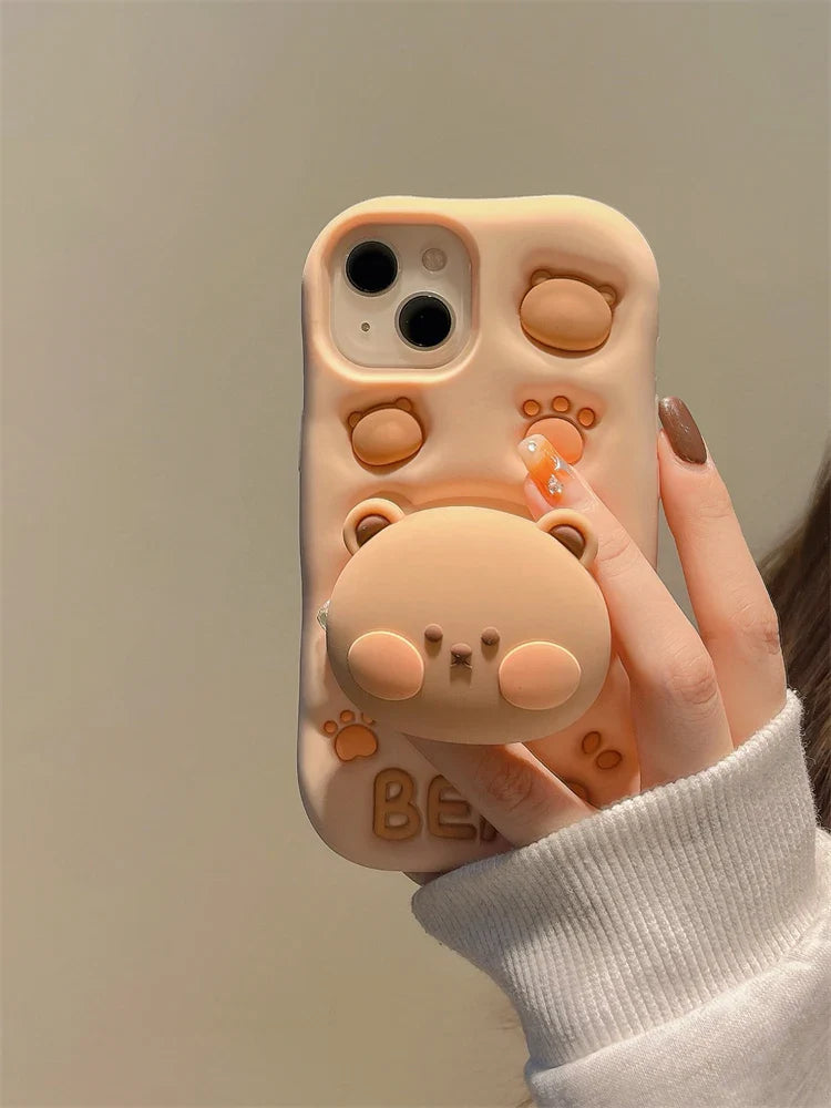 Cute Bear Hidden Holder Stand Case
