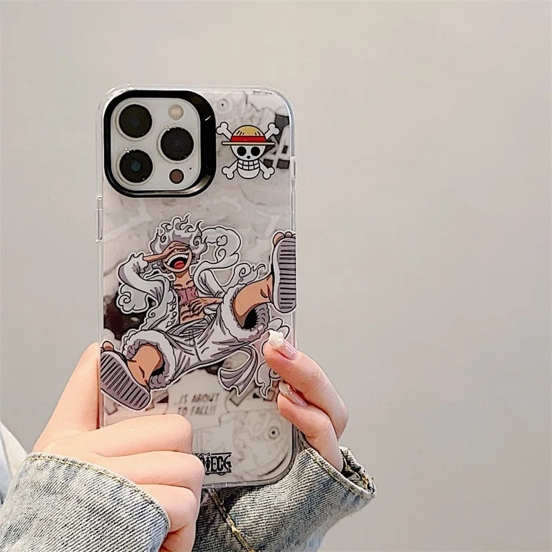 Luxury One Piece Luffy Silicone Phone Case For iPhone 11 12 13 14 15 16 Pro Max Cute Camera Shockproof Protection Cover Funda