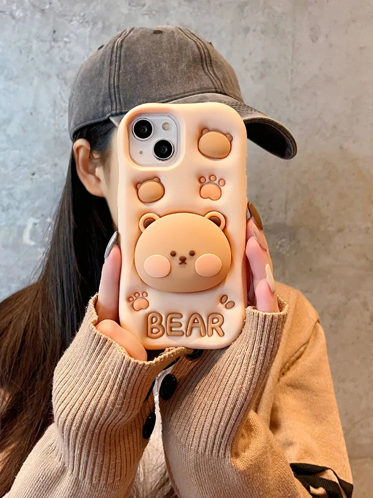 Cute Bear Hidden Holder Stand Case