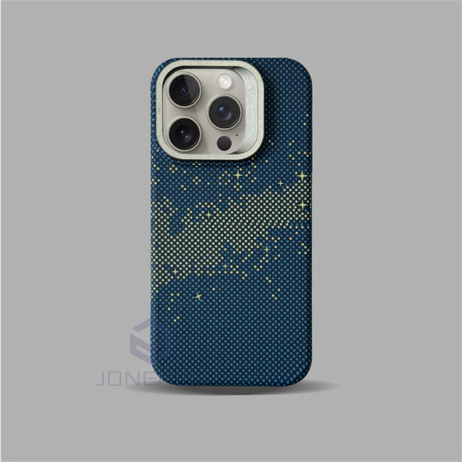 Magnetic Slim Case For Magsafe Stand Alloy Len Luxury Matte Relief Carbon Fibre Pattern PC Cover For iPhone 13 14 15 16 Pro Max