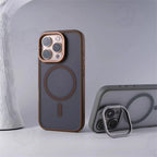 For Magsafe Invisible Alloy Lens Kickstand Shockproof Bumper Case For iPhone 16 Pro Max 15 14 16Pro Magnetic Matte Armor Cover