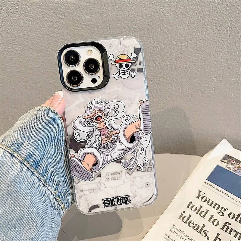 Luxury One Piece Luffy Silicone Phone Case For iPhone 11 12 13 14 15 16 Pro Max Cute Camera Shockproof Protection Cover Funda