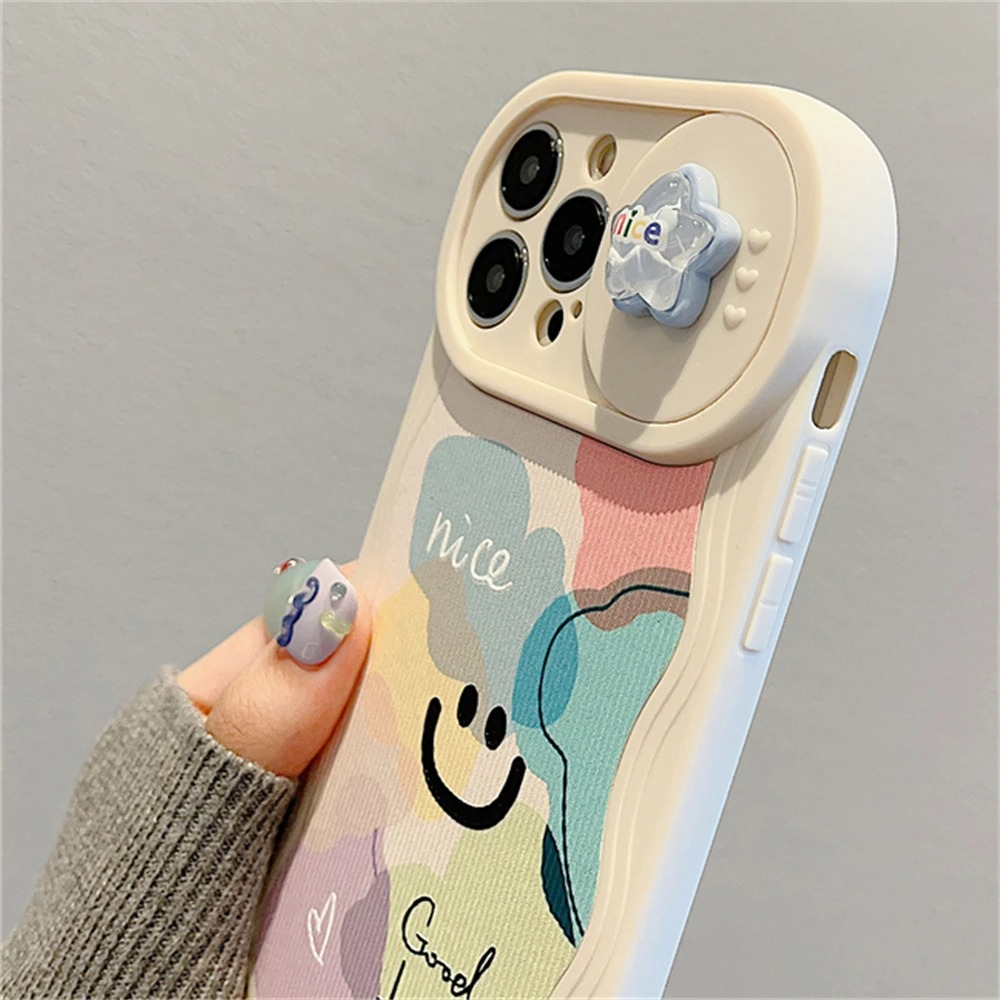 Pastel Abstract Wave Matching Couple Phone Case Set