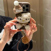 Large hole imitation leather-brown-a481 brown dots + plush hat kt cat + fur ball leather rope
